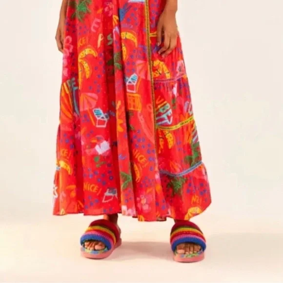 Farm Rio EUC Blue Macaw Crochet Anatomic Platform Slide Sandal with box Size 8 - Picture 7 of 13